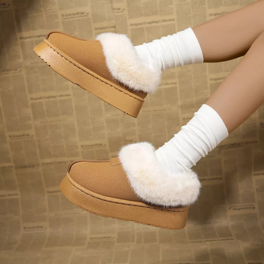 Plush Suede Platform Ankle Boots