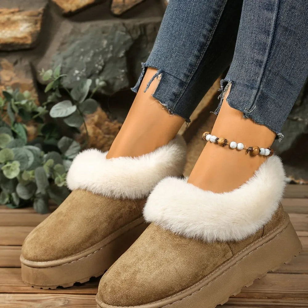 Cozy Fuzzy Trim Platform Boots