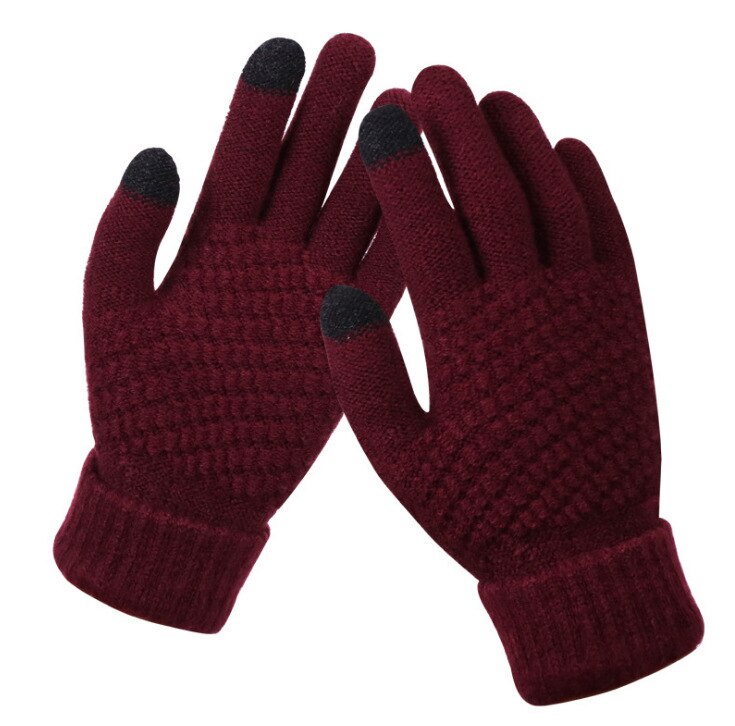 Winter Touch Screen Gloves Women Men Warm Stretch Knit Mittens Imitation Wool