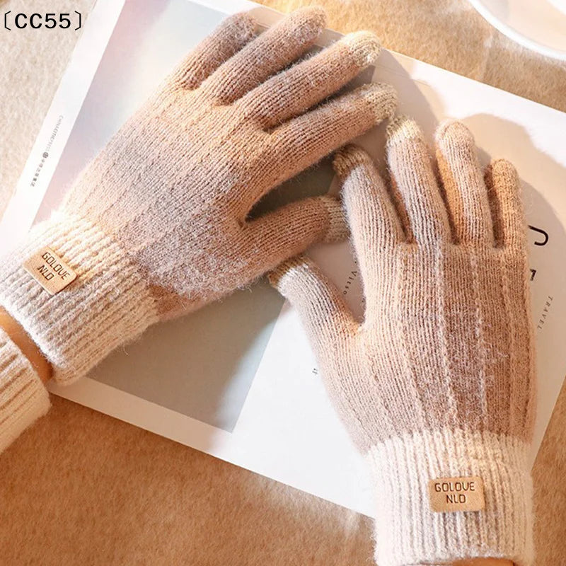 Women's Thick Plush Knitted Touchscreen Winter Gloves