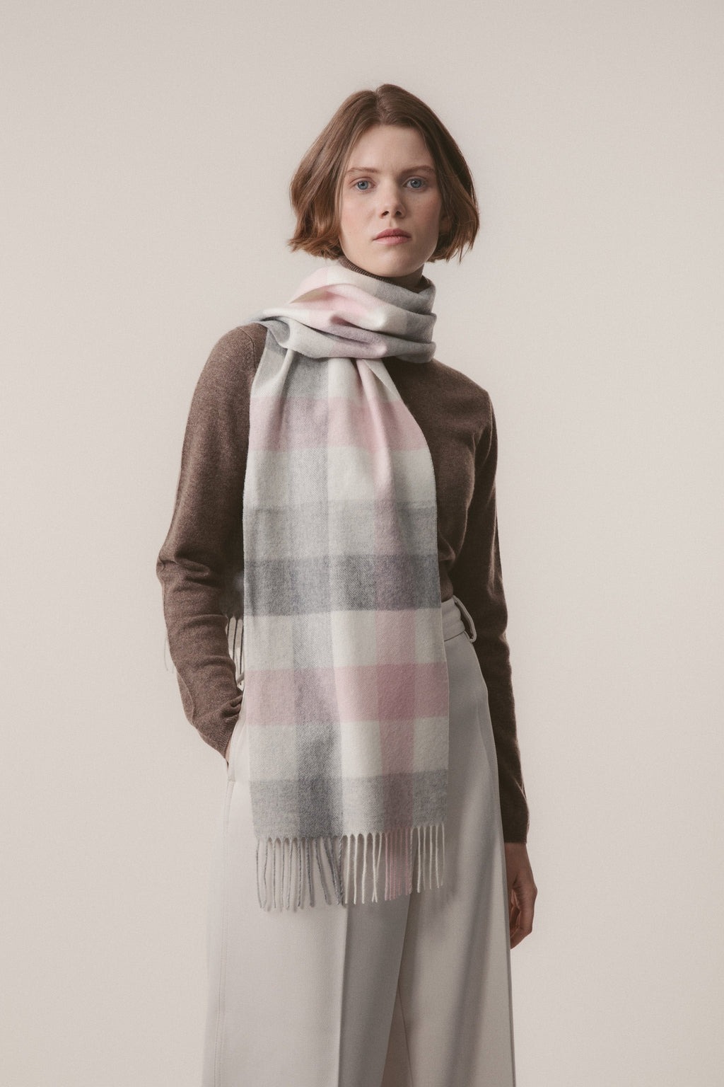 5 Square Check Cashmere Scarf - Cherub