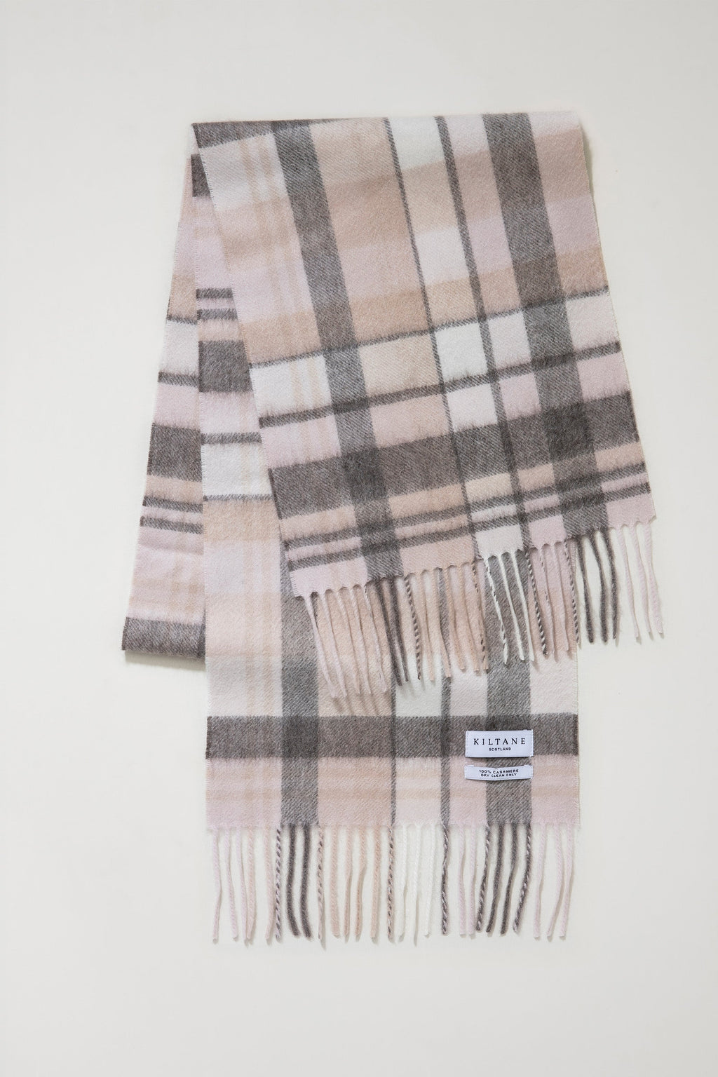 Square Check Cashmere Scarf - Natural