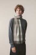 Contemporary Check Lambswool Scarf - Seafoam