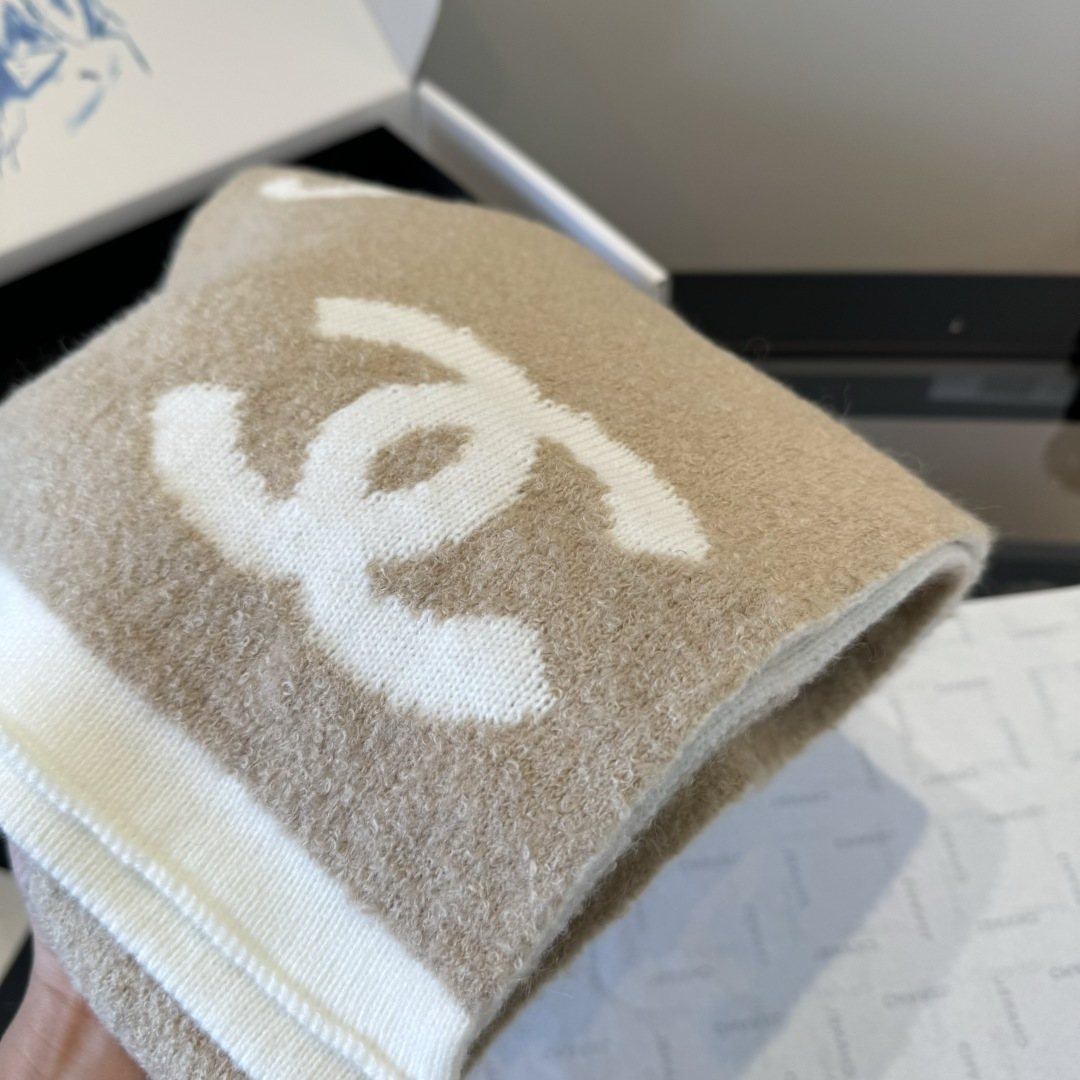 Chanel Knit Scarf with Ivory Motifs